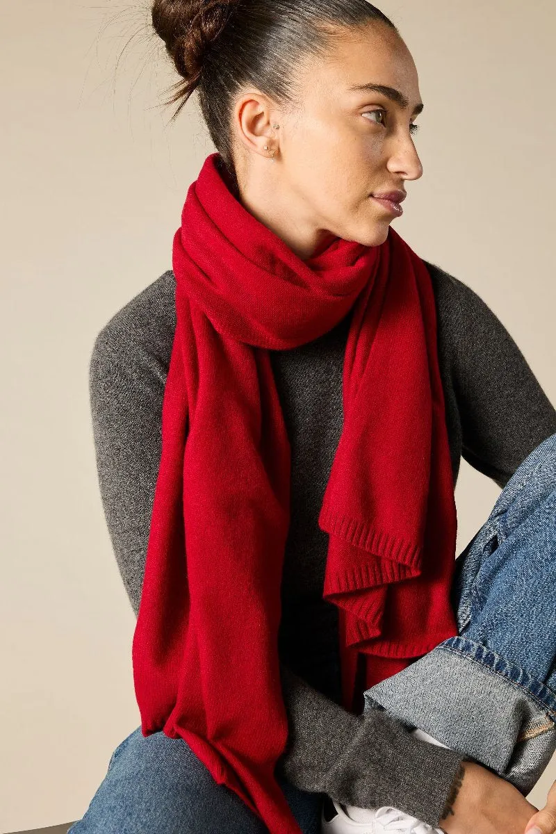 100% Cashmere Scarf in Garnet Red