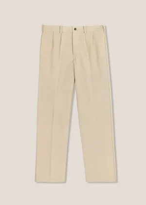 AALGHERO STRAIGHT-LEG PLEATED COTTON-FLANNEL TROUSERS