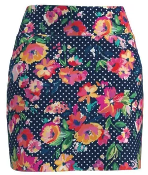 AB Sport Women's Polka Floral Print Front Pocket Golf Skirt - POF