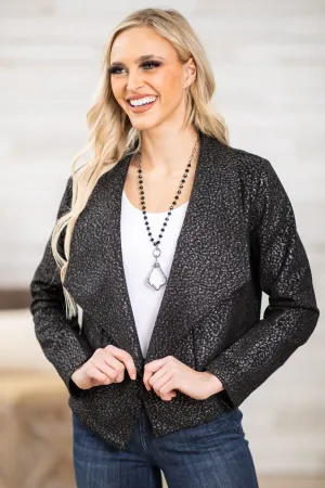 Black Animal Print Blazer