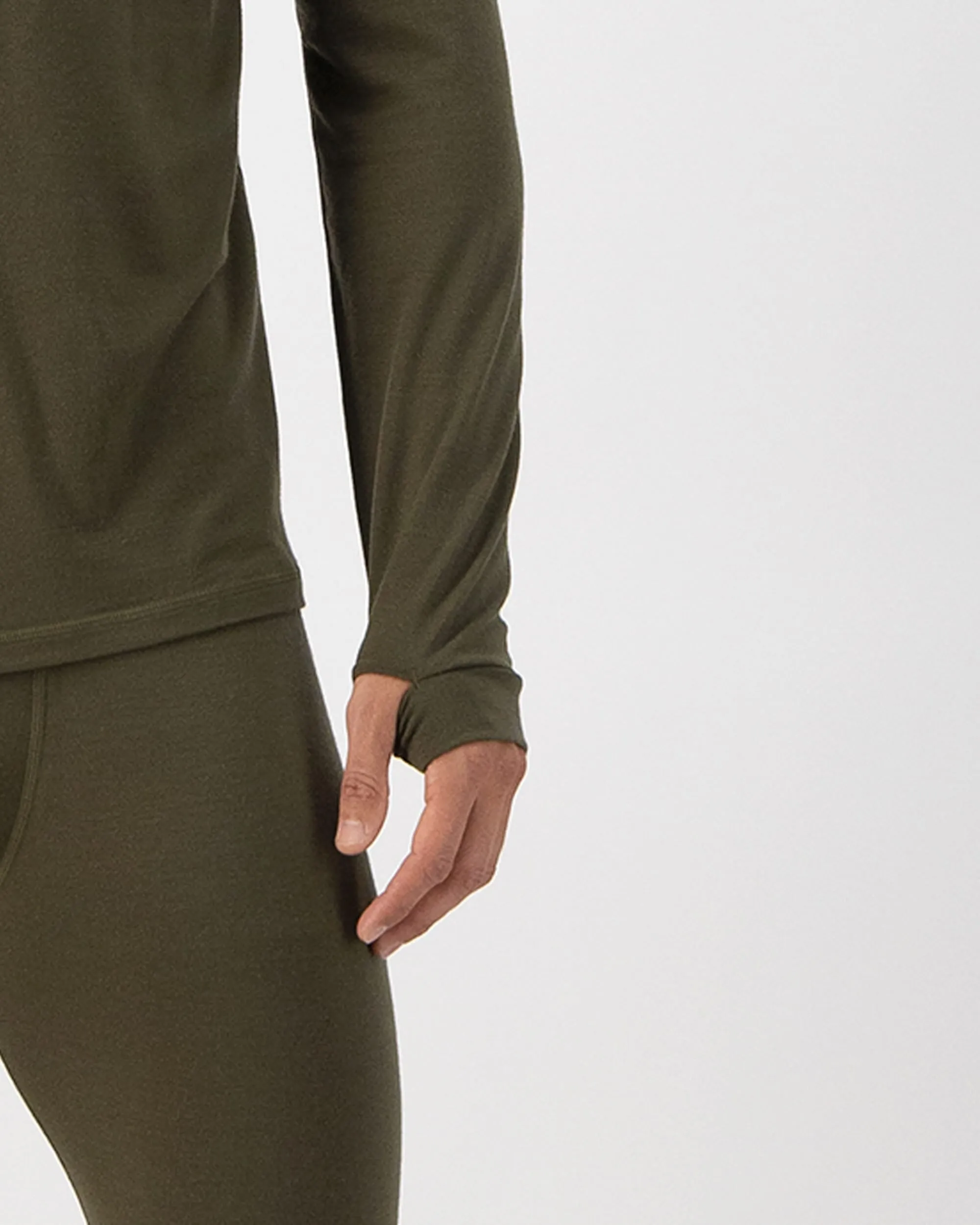 Cascade Merino Base Layer 1/4 Zip Long Sleeve - Dark Olive