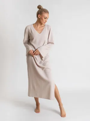 Cashmere dress "Bohéme maxi" - pearl