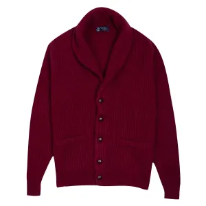 Claret Red Colonial 8ply Cashmere Shawl Cardigan