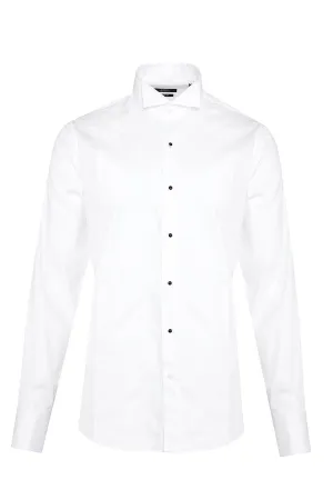 Comfort Fit Plain Wing Tip French Cuff White Tuxedo Shirt