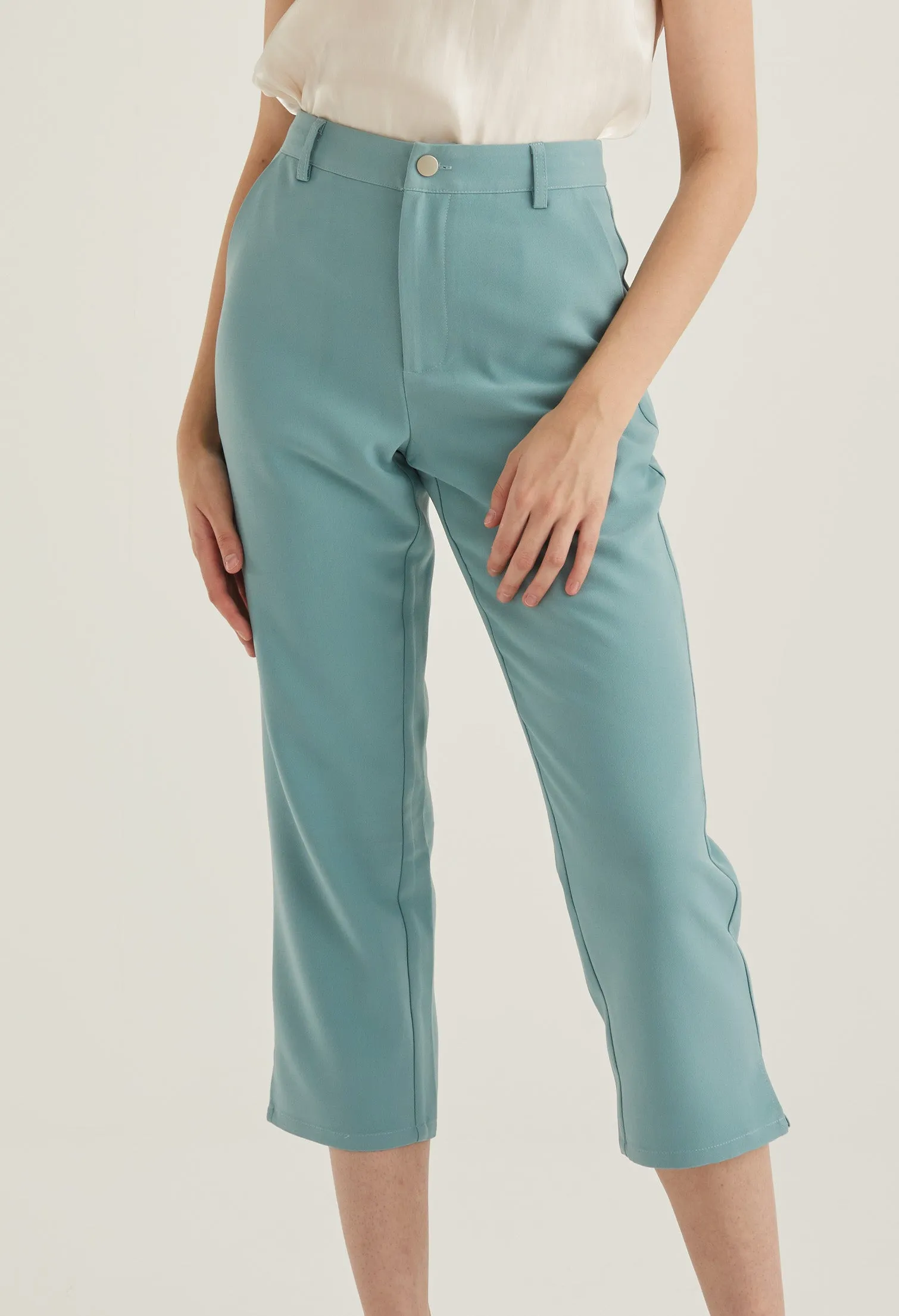 Cropped Office Straight Cut Trousers