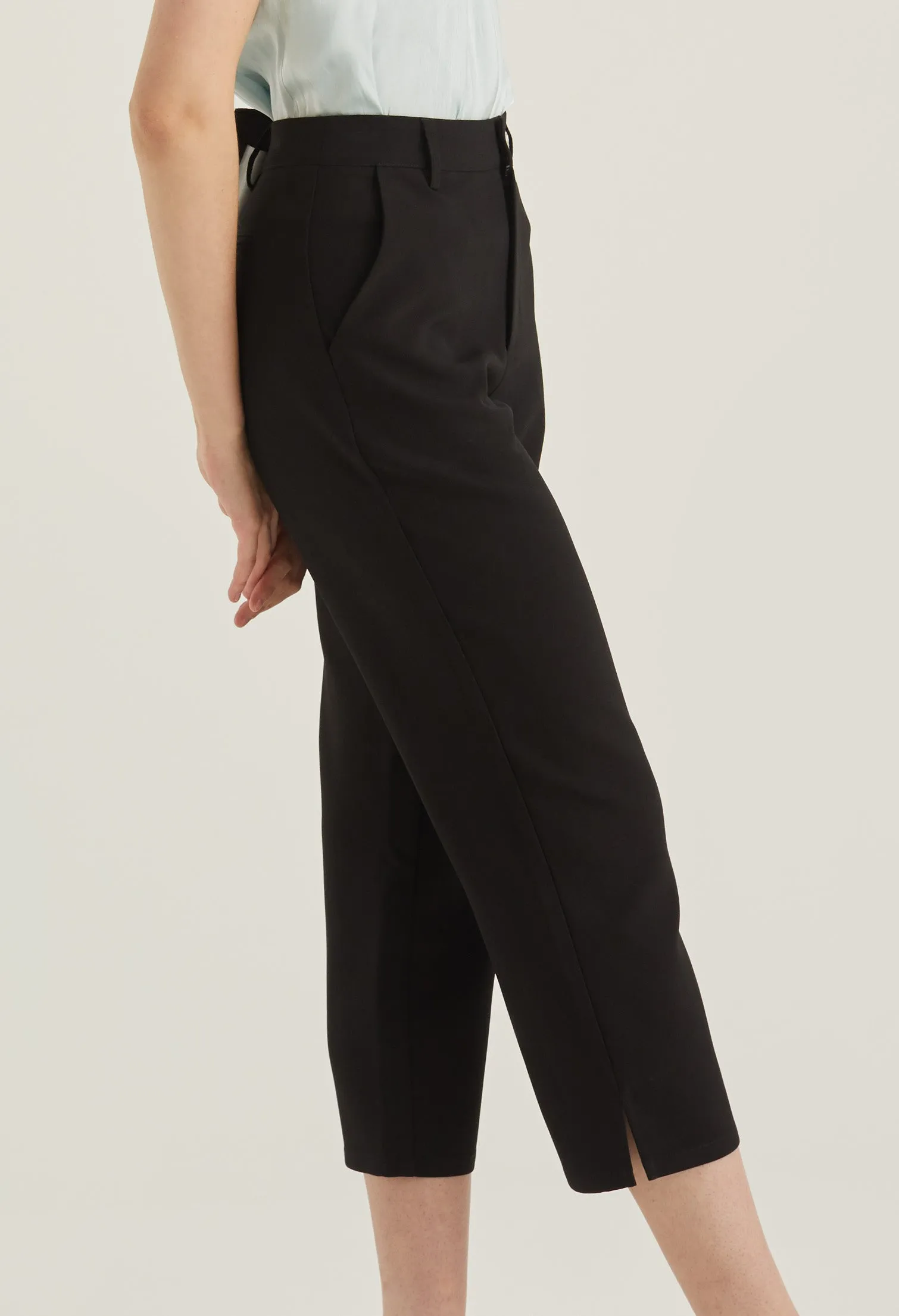 Cropped Office Straight Cut Trousers