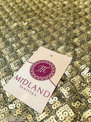 Diamond shaped antique matt gold sewn on sequins dress fabric Shiny  M78 Mtex