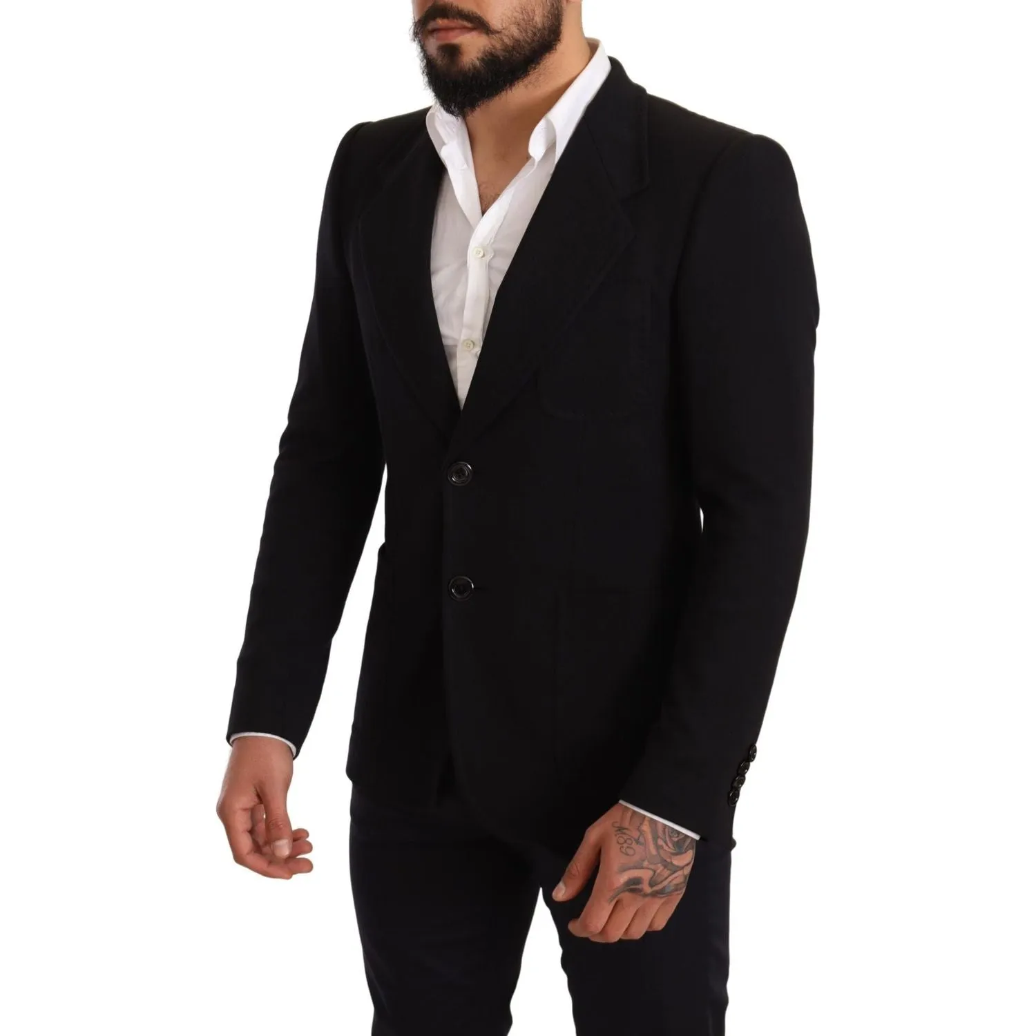 Dolce & Gabbana Elegant Slim Fit Black Cotton Blazer