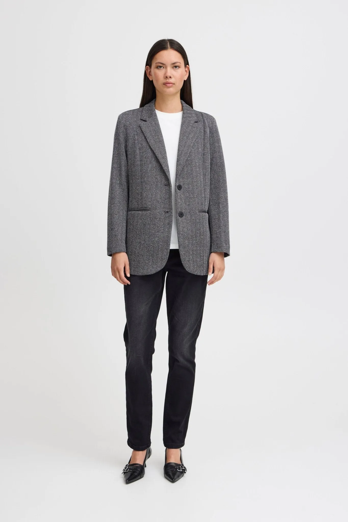 ICHI - IHKATE JACQUARD OVERSIZE BLAZER - 20121605