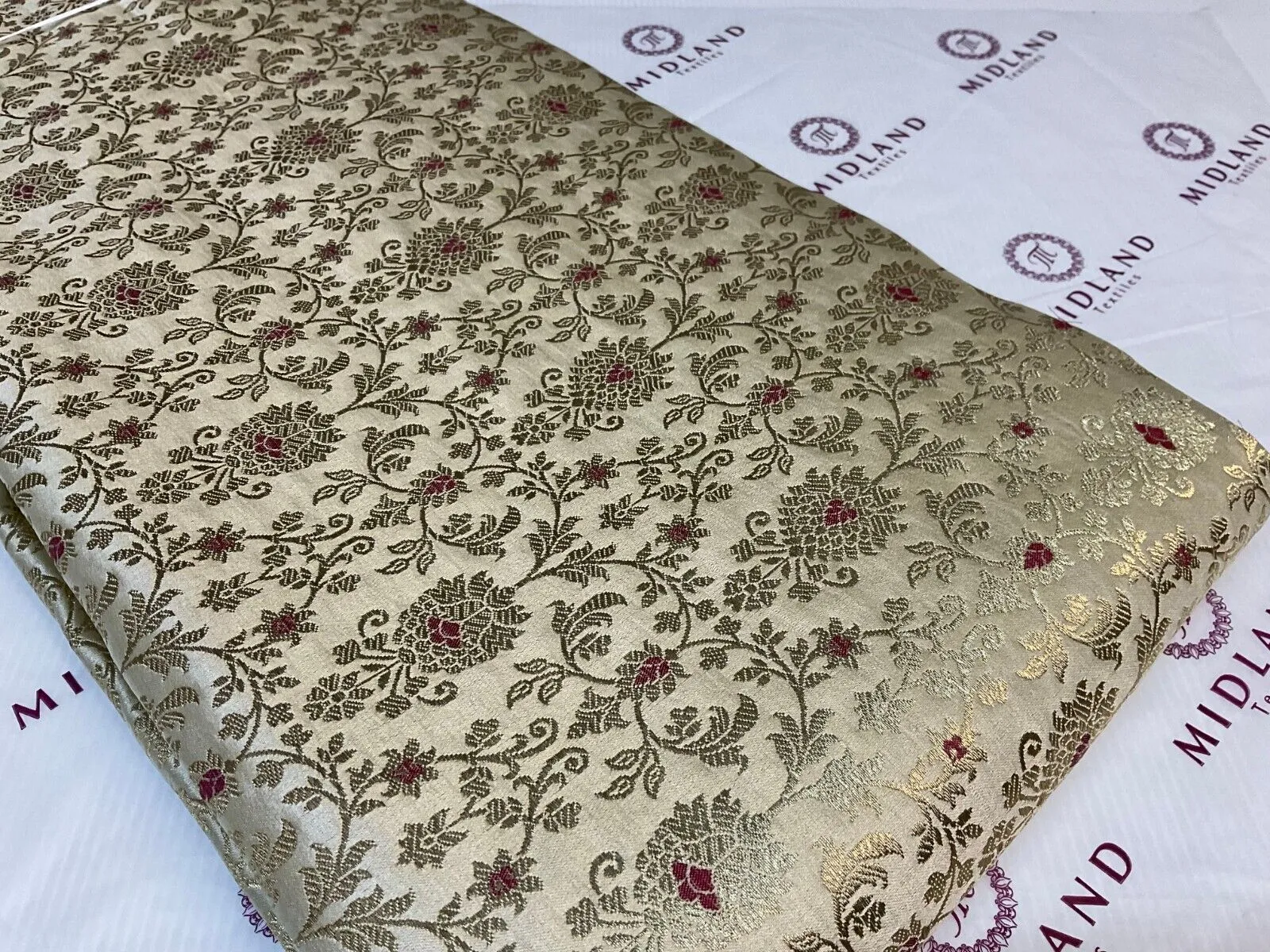 Indian Floral wedding Brocade Fabric ideal for waistcoats 114cm wide M1772