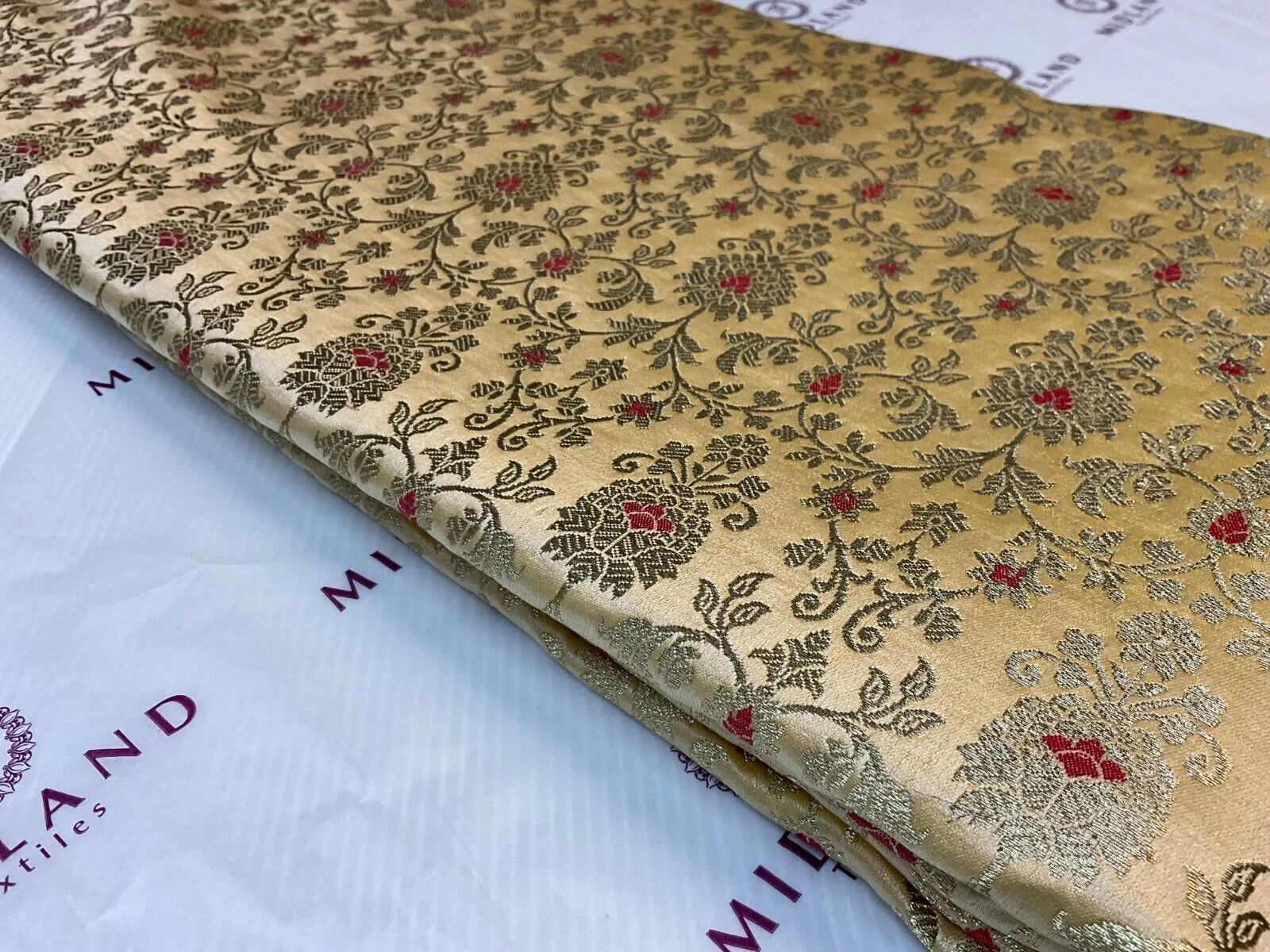 Indian Floral wedding Brocade Fabric ideal for waistcoats 114cm wide M1772