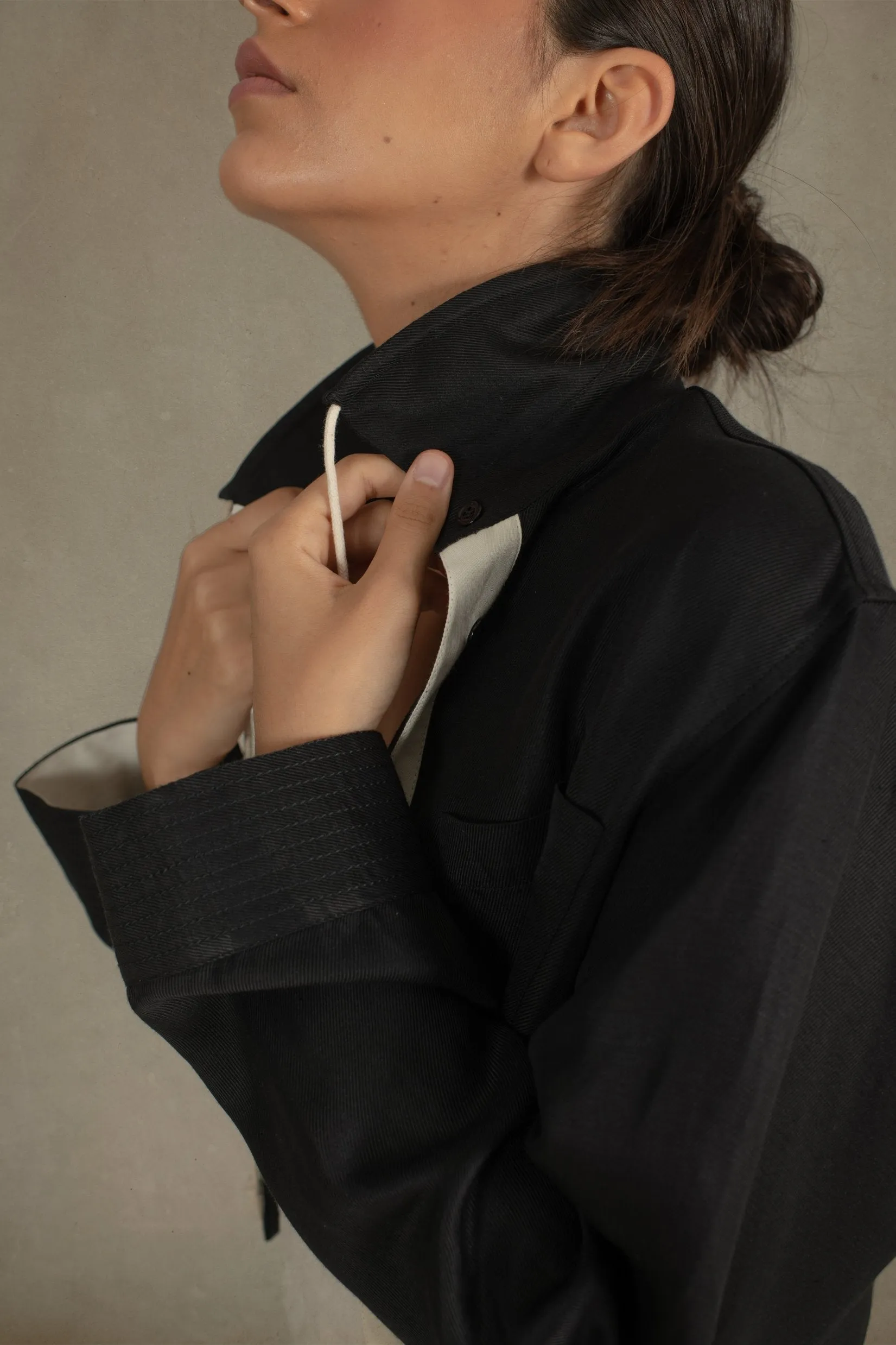 Léo Linen Cropped Jacket Black