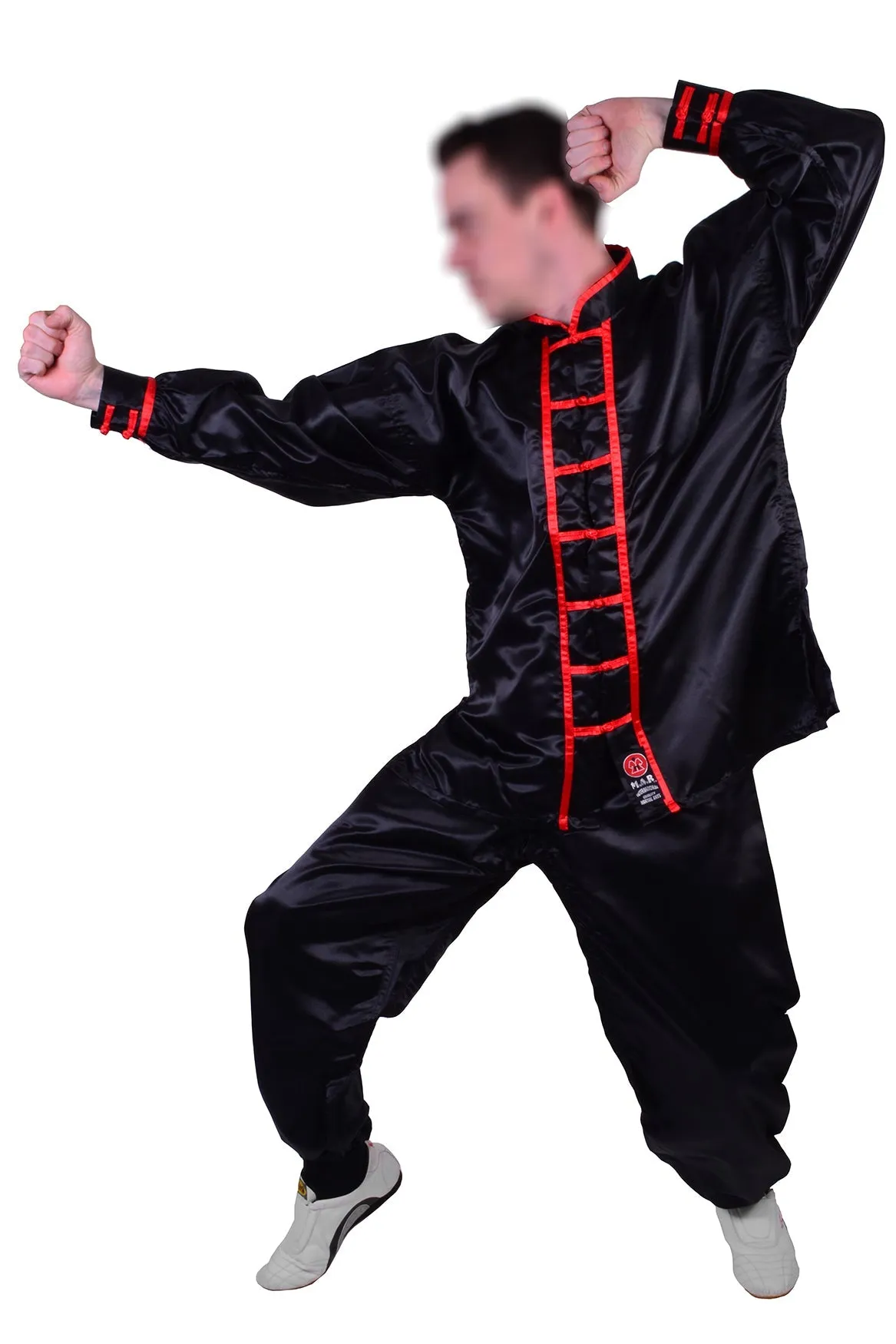 MAR-046B | Black Kung-Fu Wushu Uniform w/ Red Piping