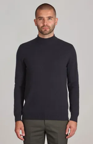 Mens Lightweight Merino Cashmere Mock Turtle Neck Jumper