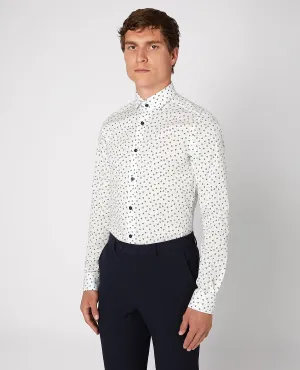 Slim Fit Print Cotton-Blend Stretch Shirt