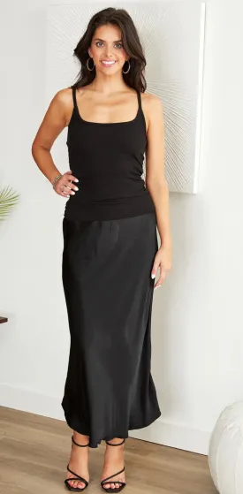 TBC Viscose Silky Skirt Black