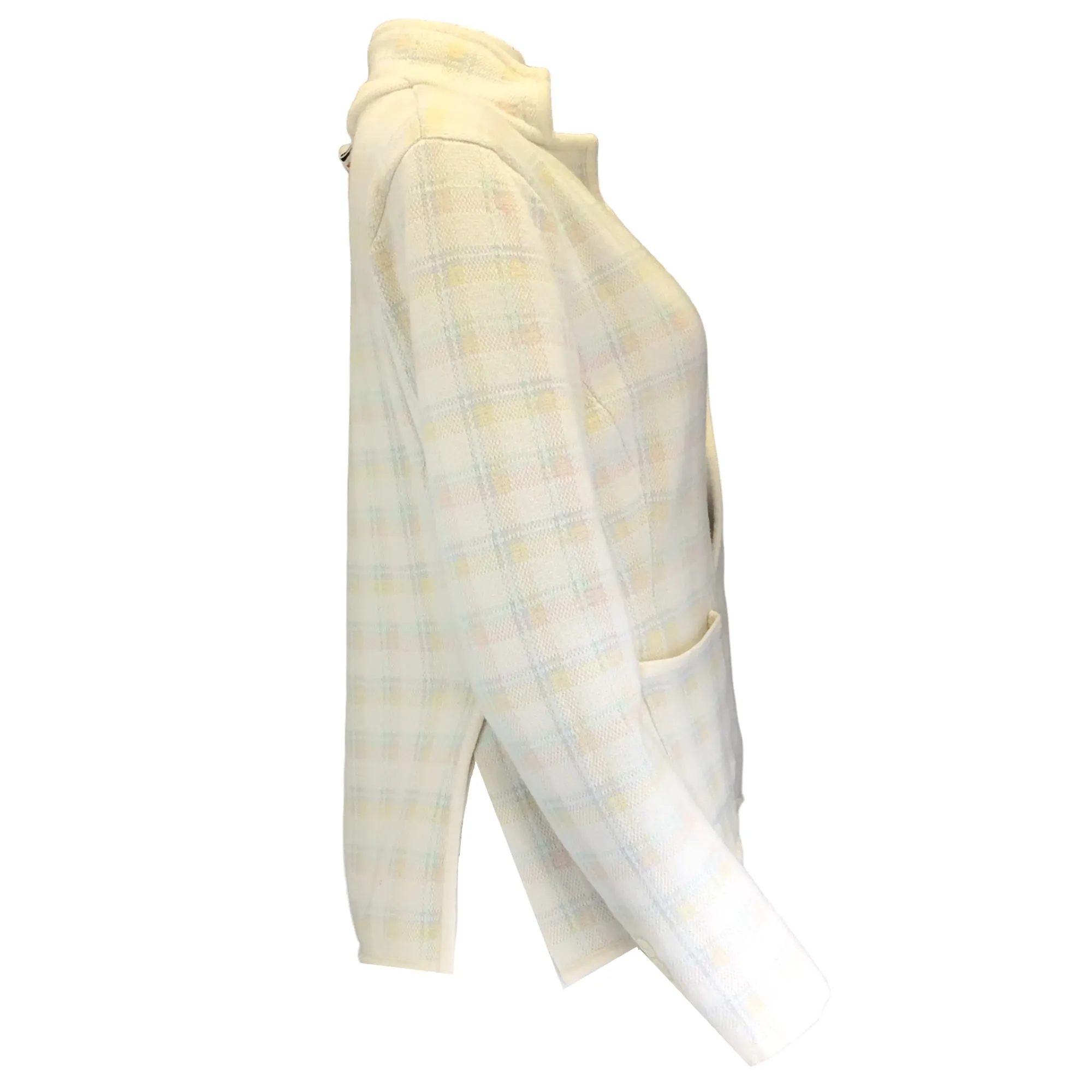 Thom Browne Pastel Multi Plaid Cashmere Knit Cardigan Sweater