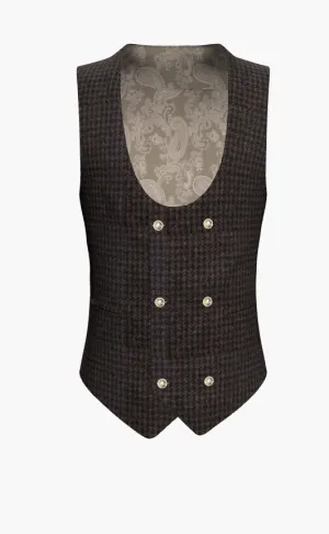 Waistcoat Brown Puppy Tooth Super 110'S / Style No WL2335132