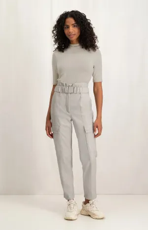 Yaya Cargo Trousers Straight Leg Silver Lining Beige